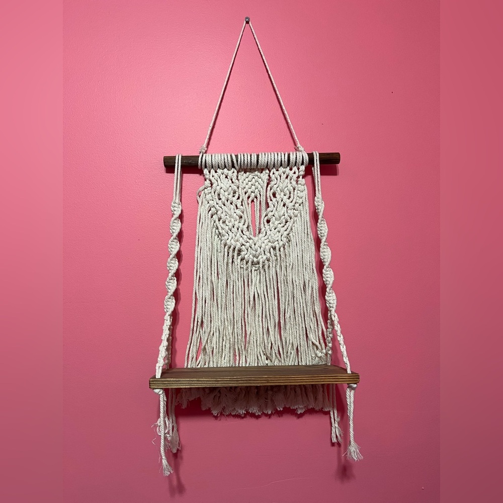 Macrame shelf decor